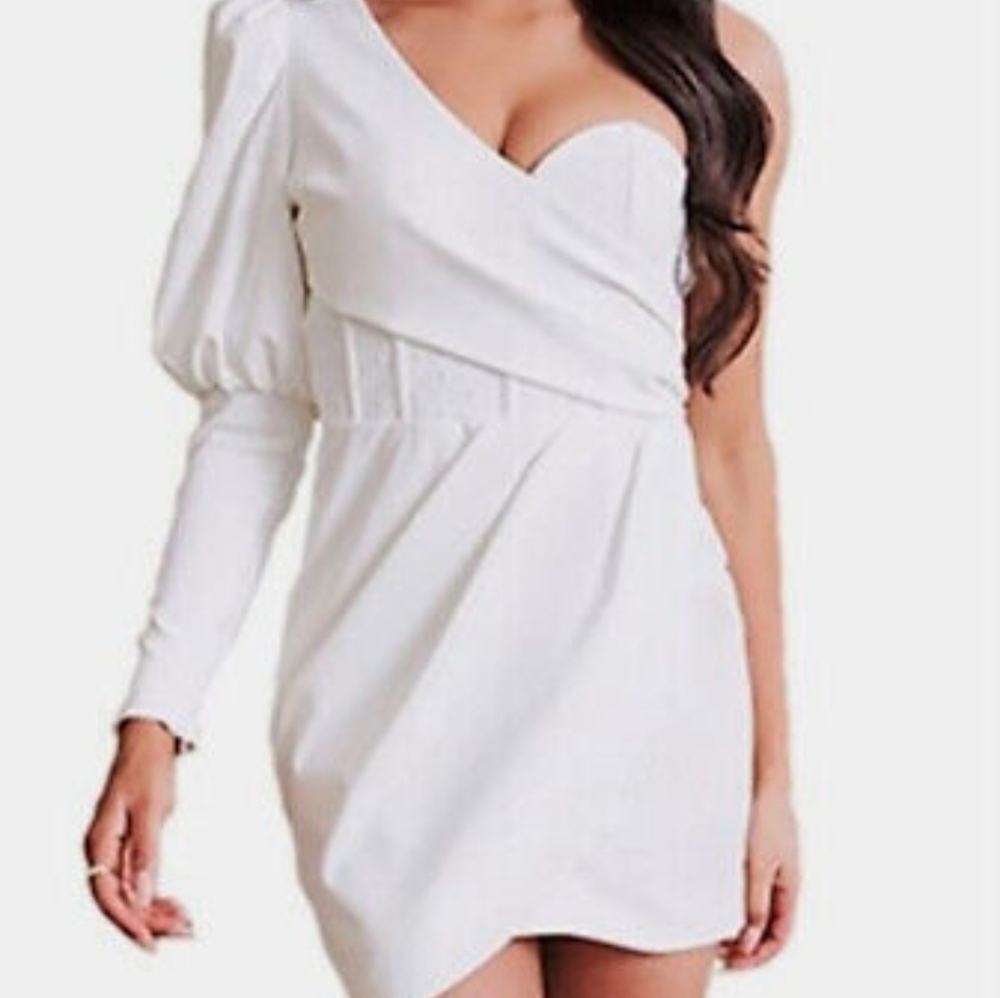 NWT! LAVISH Alice corset one shoulder overlay mesh dress